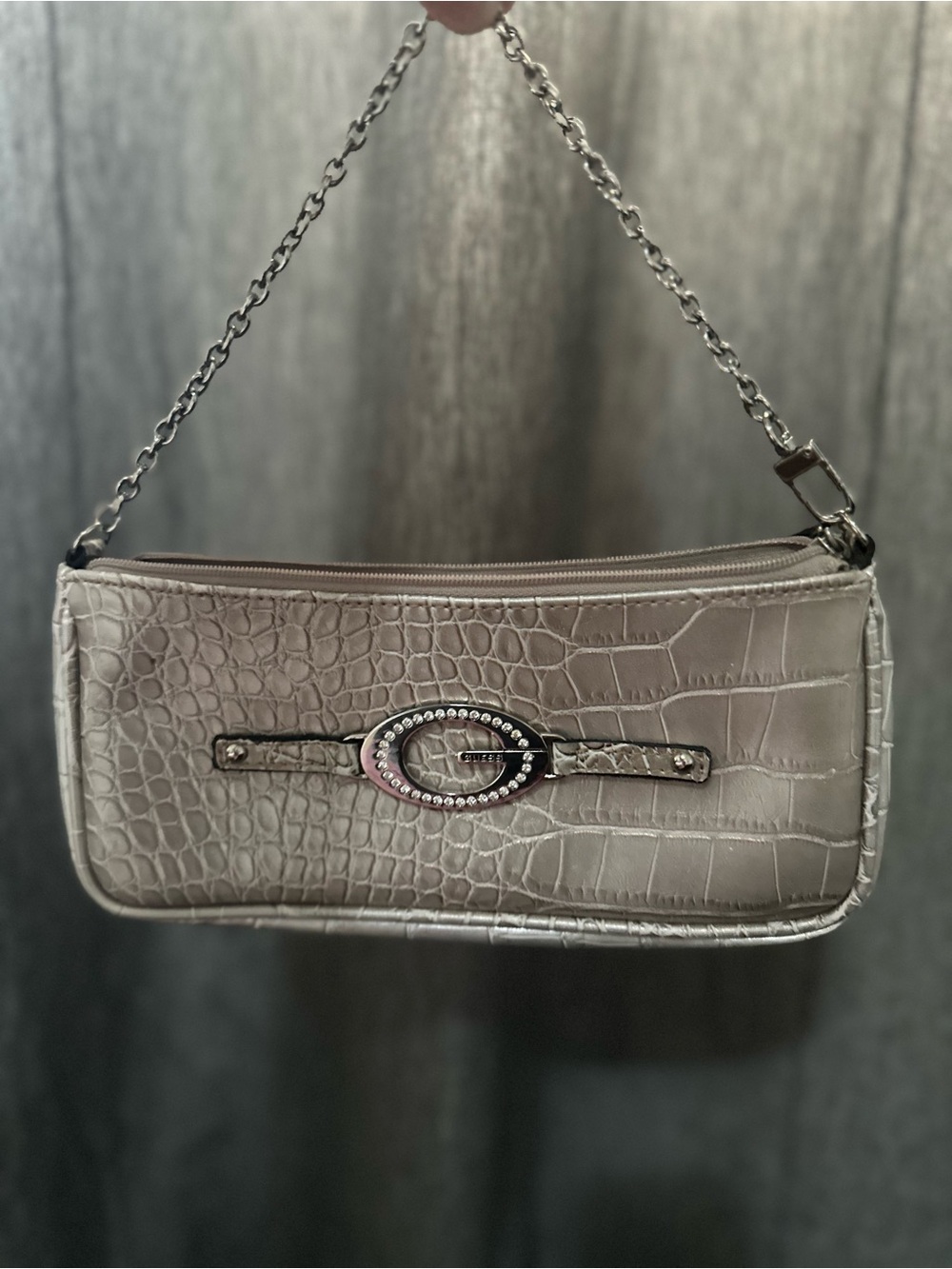 Vintage Y2K Guess Mini Shoulder Bag – Champagne Croc